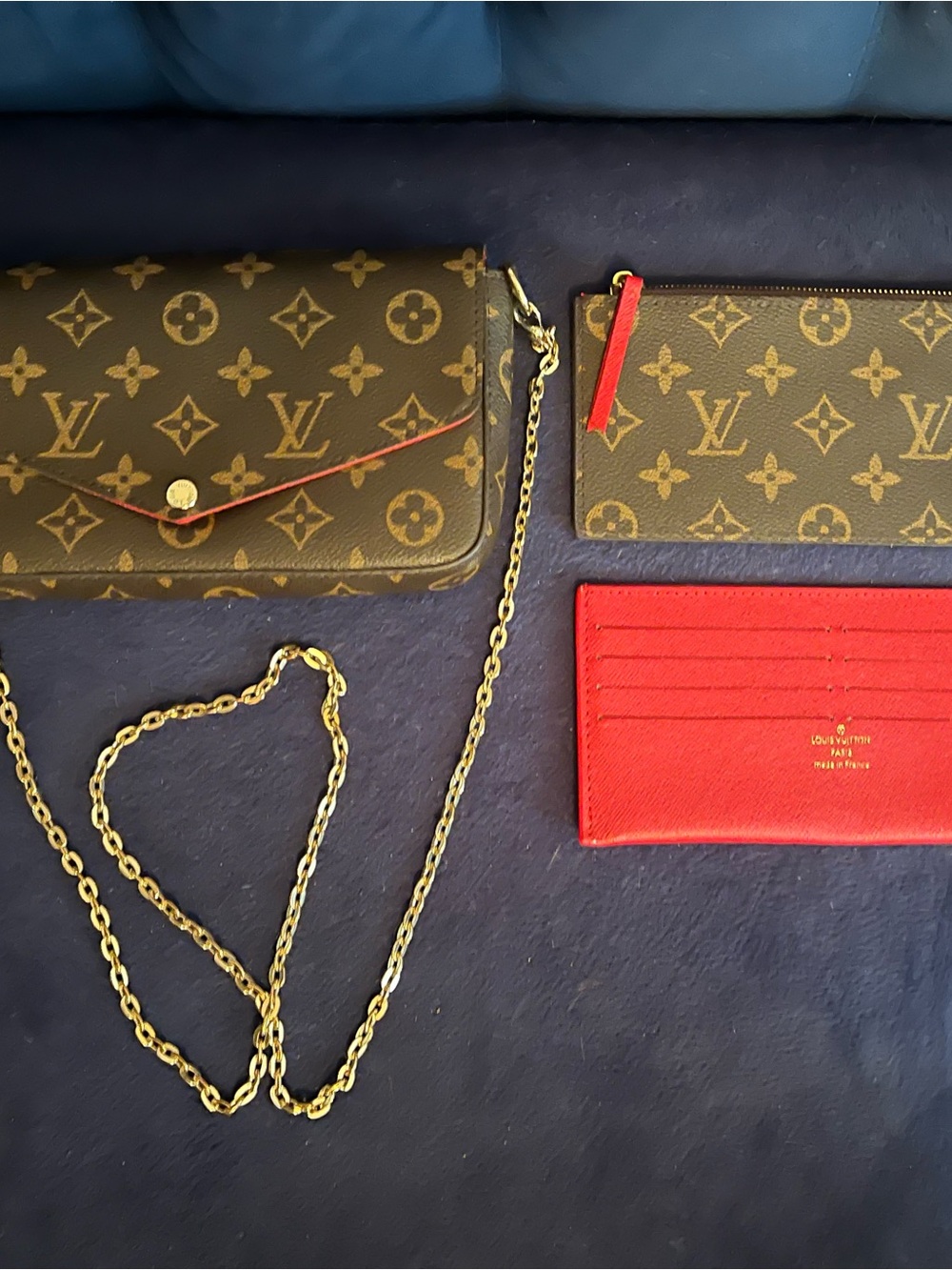 Monogram Canvas Crossbody Wallet with Red Accents